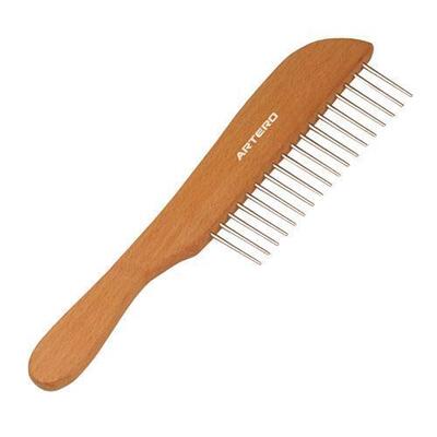 ARTERO WOODEN HANDLED WIDE TOOTH DOG COMB FOR LONG HAIR