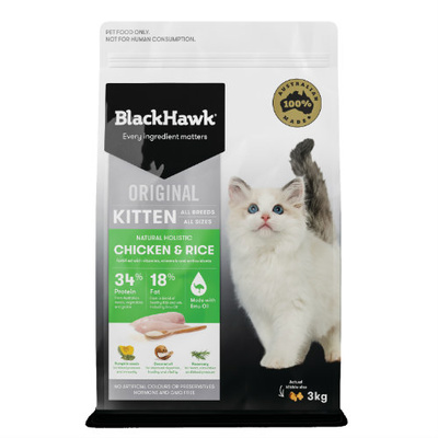 Black Hawk Kitten 3kg Chicken & Rice Dry Cat Food