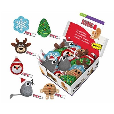 Kong Cat Christmas Holiday Scrattles Cat Toys (24 Pack BULK BOX)
