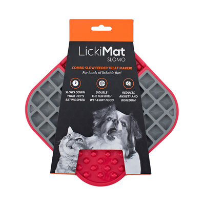 LickiMat Slomo Double Slow Feeder for Dogs & Cats - Red