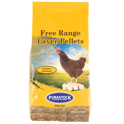 Purastock 20kg Free Range Layer Food Pellets for Chickens & Poultry