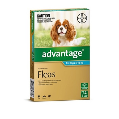 Advantage Flea Treatment Dogs 4-10kg Teal 4 pack
