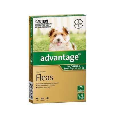 Advantage Flea Treatment Puppies & Dogs 0-4kg Green 4 pack