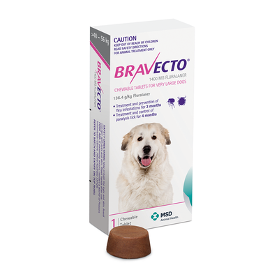 Bravecto Very Large Dog Purple 40-56kg 1400mg 3 Months Flea Protection