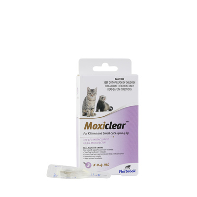 Moxiclear Kittens, Small Cats & Ferrets up to 4kg 3 Pack (Flea, Heartworm & Worm)