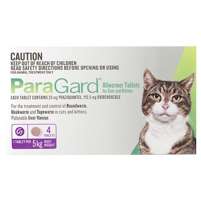 Paragard Allwormer for Cats & Kittens 5kg 4 Tablets