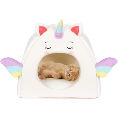 ALL FUR YOU WHITE RAINBOW UNICORN CAT CAVE BED