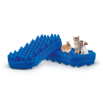 Pet+Me BLUE SOFT SHORT Silicone Pet Brush for Short Hair Dogs, Cats and Small Animals